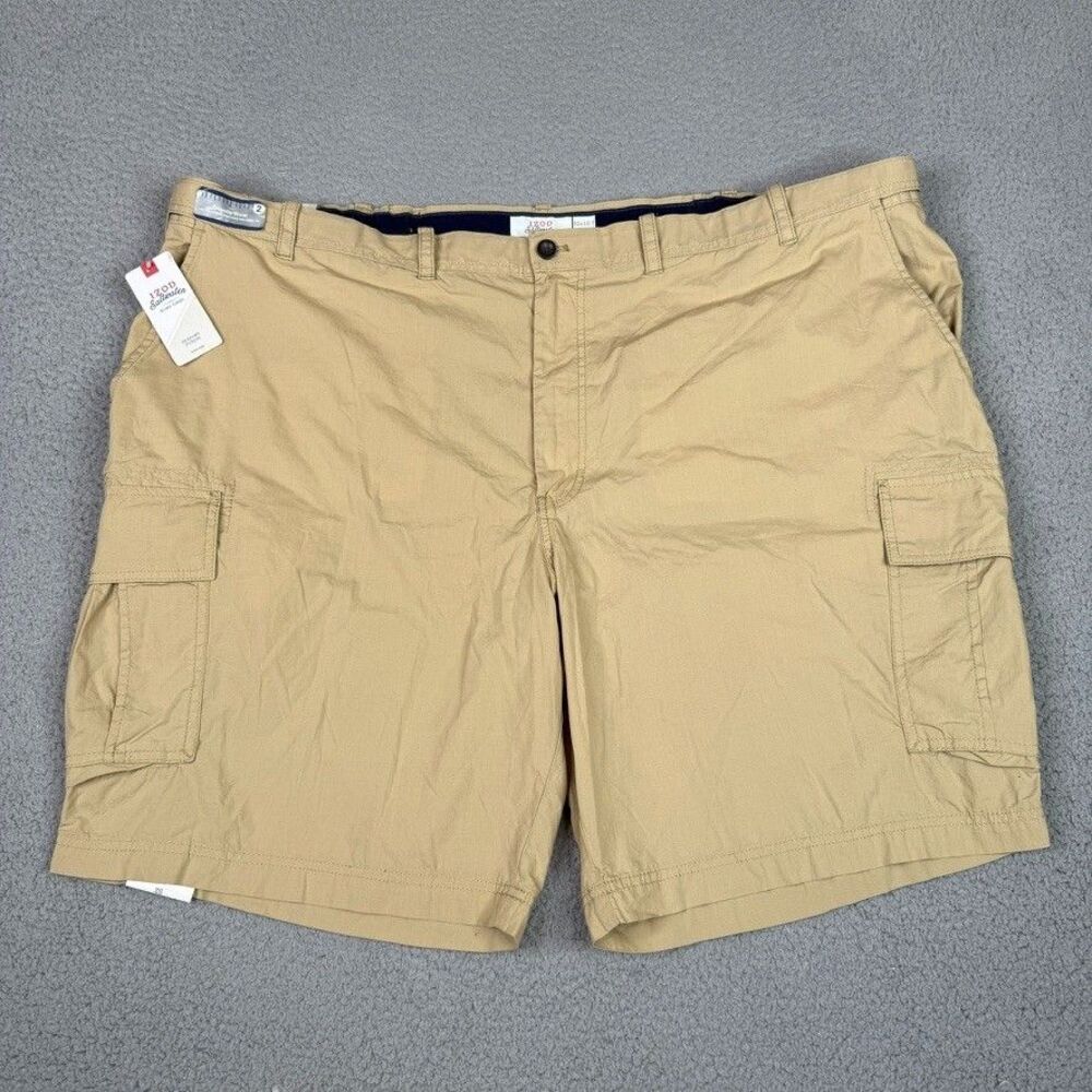 Izod Saltwater Shorts Mens 52x10.5 Big Tall Khaki Cargo Seaport Poplin NWT New